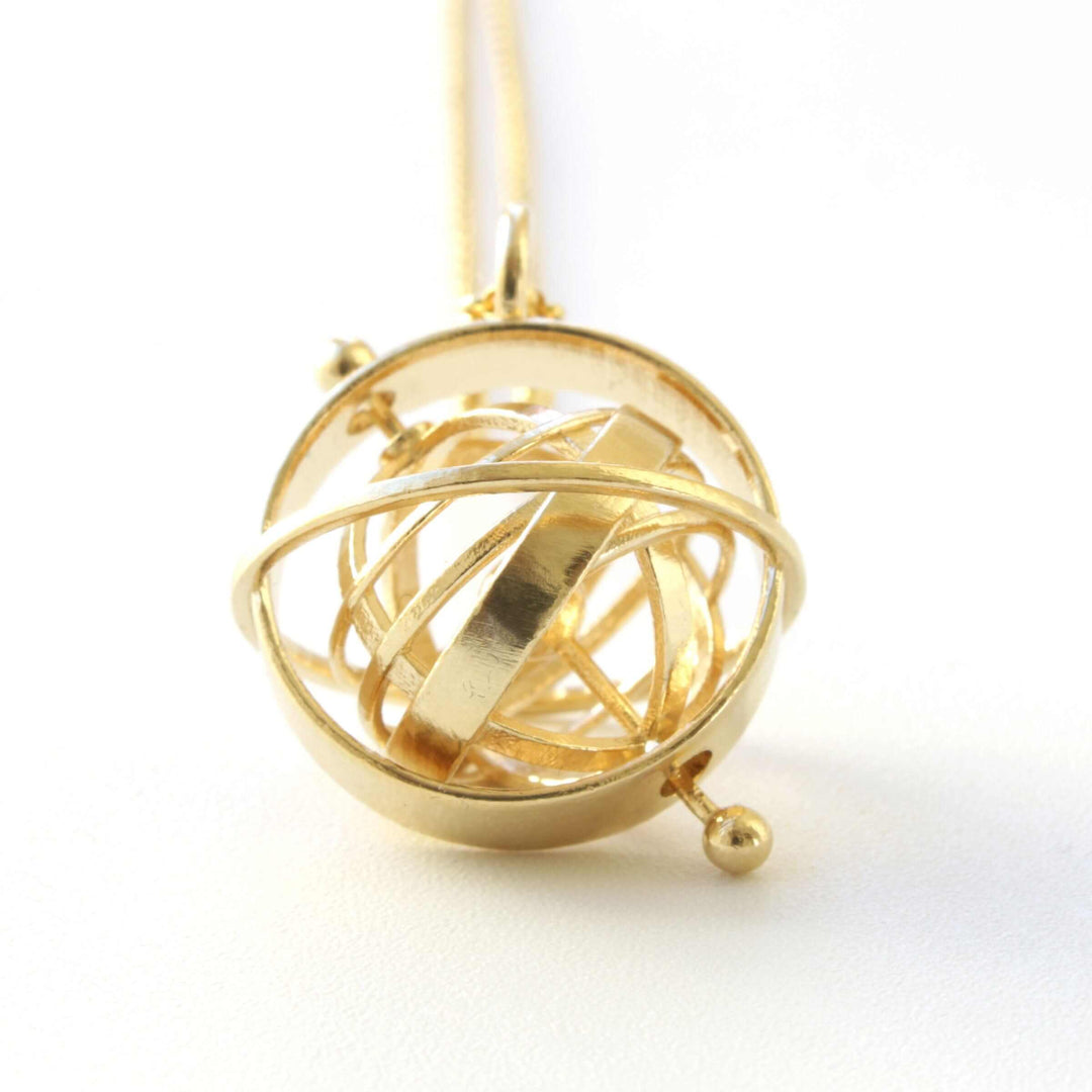 Armillary sphere pendant in brass by ontogenie science jewelry