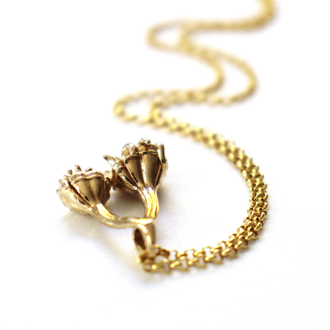 Auroralumina Fossil Pendant in polished brass by Ontogenie Science Jewelry