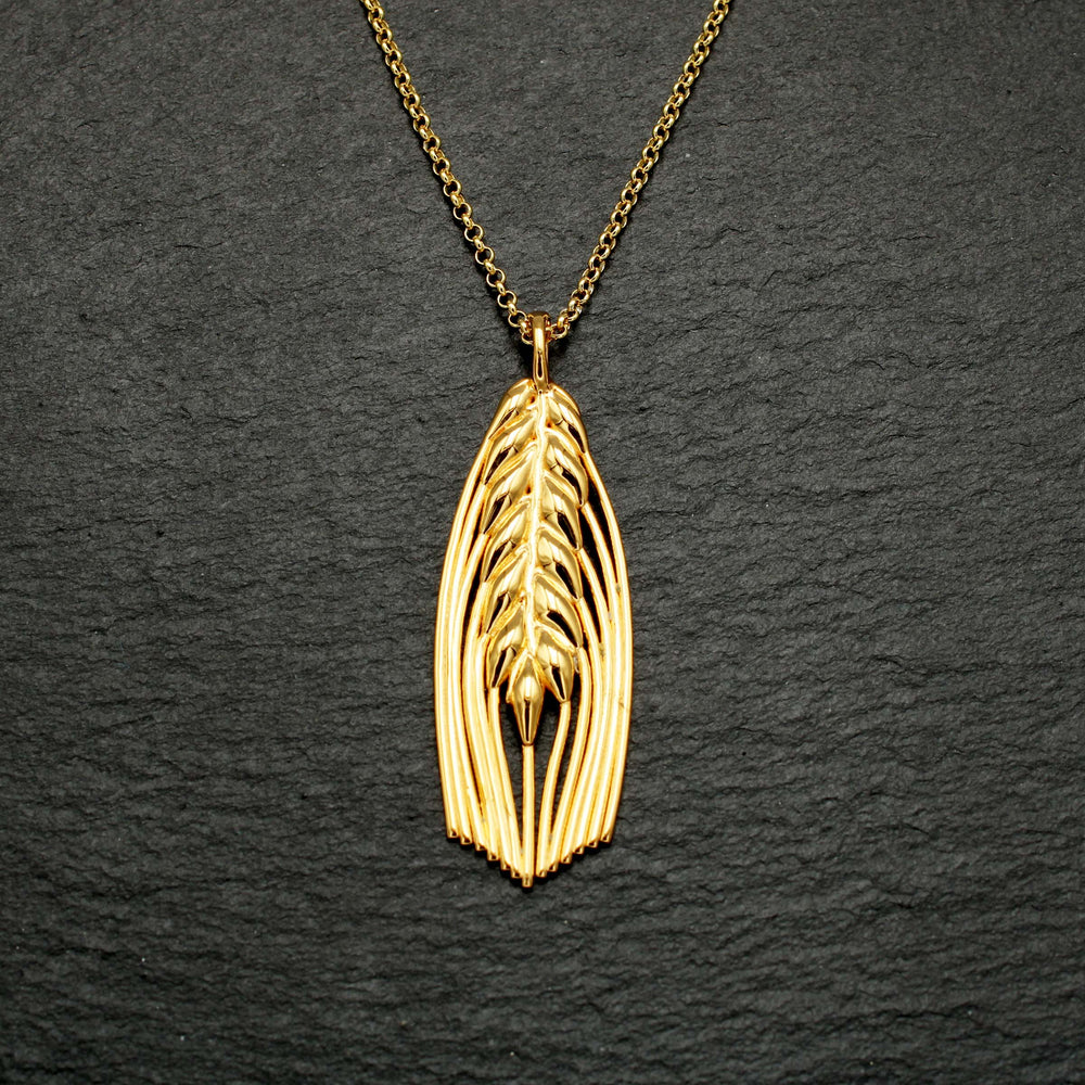 Barley Necklace 14K gold plated brass Ontogenie Science Jewelry