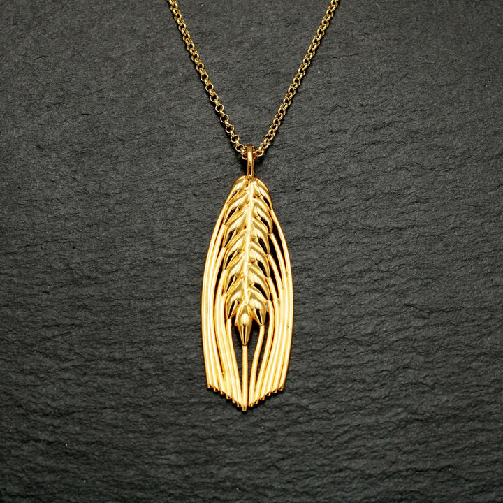 Barley Necklace 14K gold plated brass Ontogenie Science Jewelry