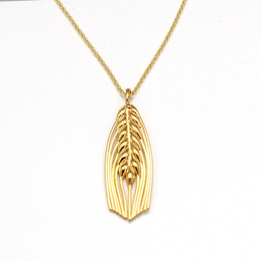 Barley Necklace 14K gold plated brass Ontogenie Science Jewelry