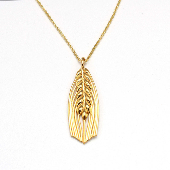 Barley Necklace 14K gold plated brass Ontogenie Science Jewelry