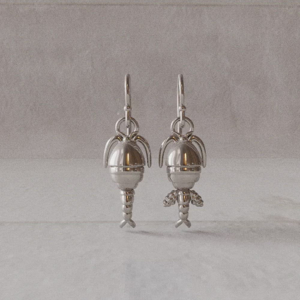 Copepods earrings sterling silver rotation video Ontogenie Science Jewelry