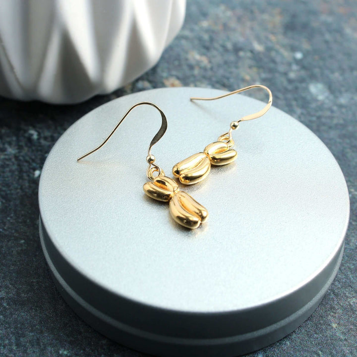 Chromosome earrings 14K gold plated brass Ontogenie Science Jewelry