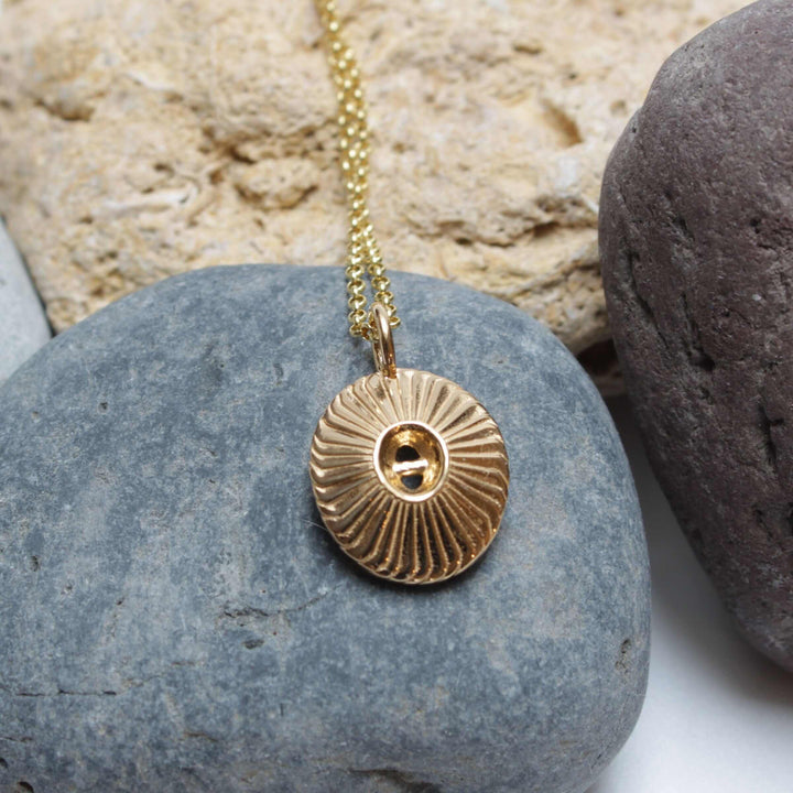 Single Coccolith pendant 14K gold plated brass marine biology jewelry Ontogenie