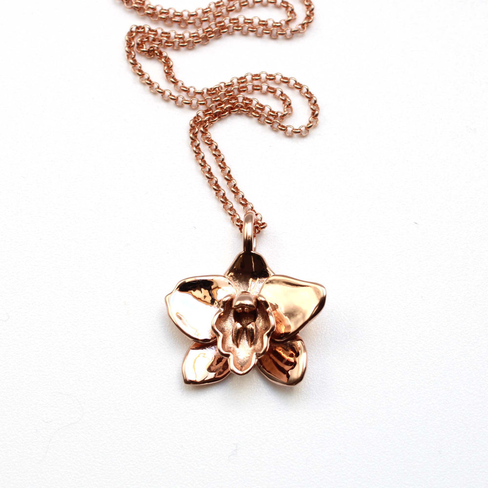 cymbidium orchid pendant rose gold plated Ontogenie Science Jewelry