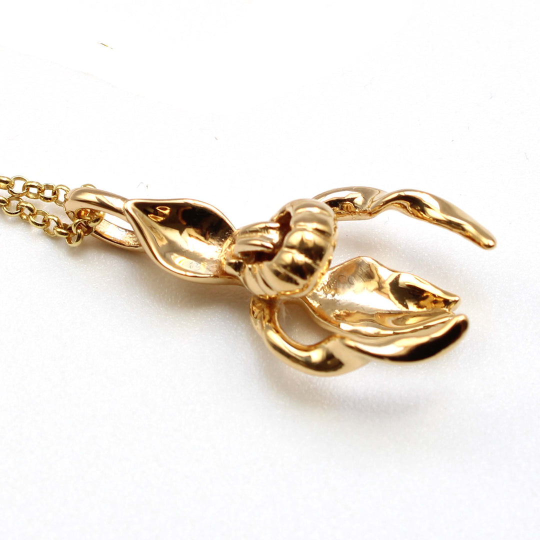Lady Slipper Cypripedium gold plated brass pendant Ontogenie