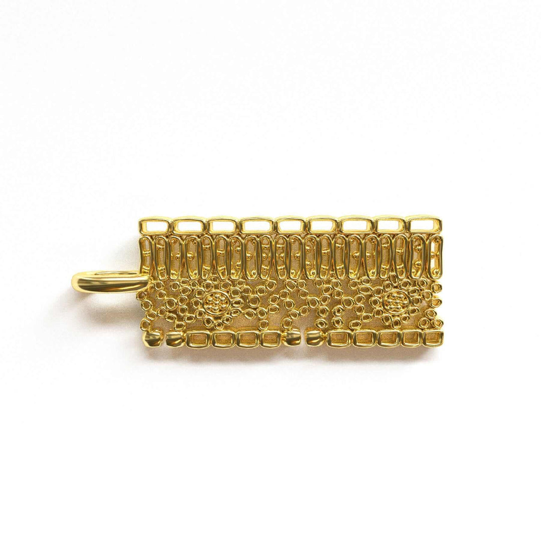 14K gold plated brass dicot leaf anatomy pendant
