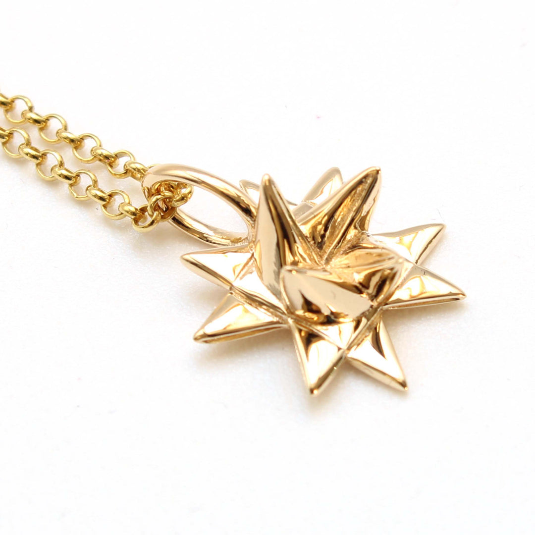 German Christmas Star Froebelstern pendant 14K gold plated brass Ontogenie Science Jewelry