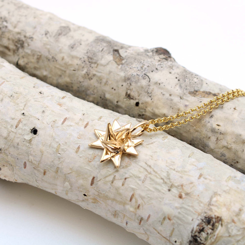 German Christmas Star Froebelstern pendant 14K gold plated brass Ontogenie Science Jewelry