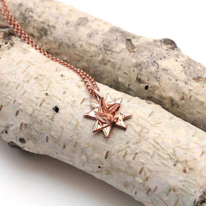 German Christmas Star Froebelstern pendant 14K rose gold plated brass Ontogenie Science Jewelry