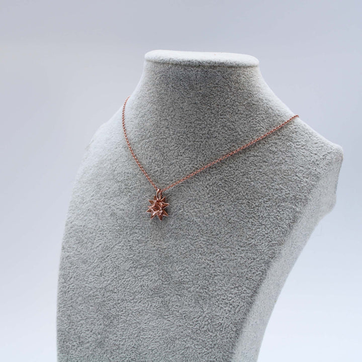 German Christmas Star Froebelstern pendant 14K rose gold plated brass Ontogenie Science Jewelry