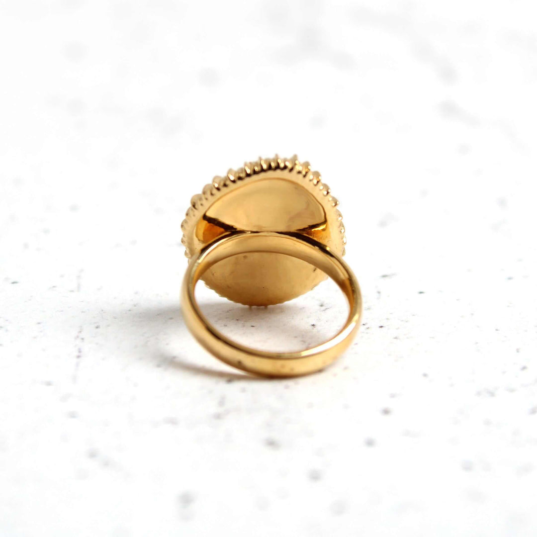 Stony coral ring Fungia in gold plated brass by ontogenie science jewelry