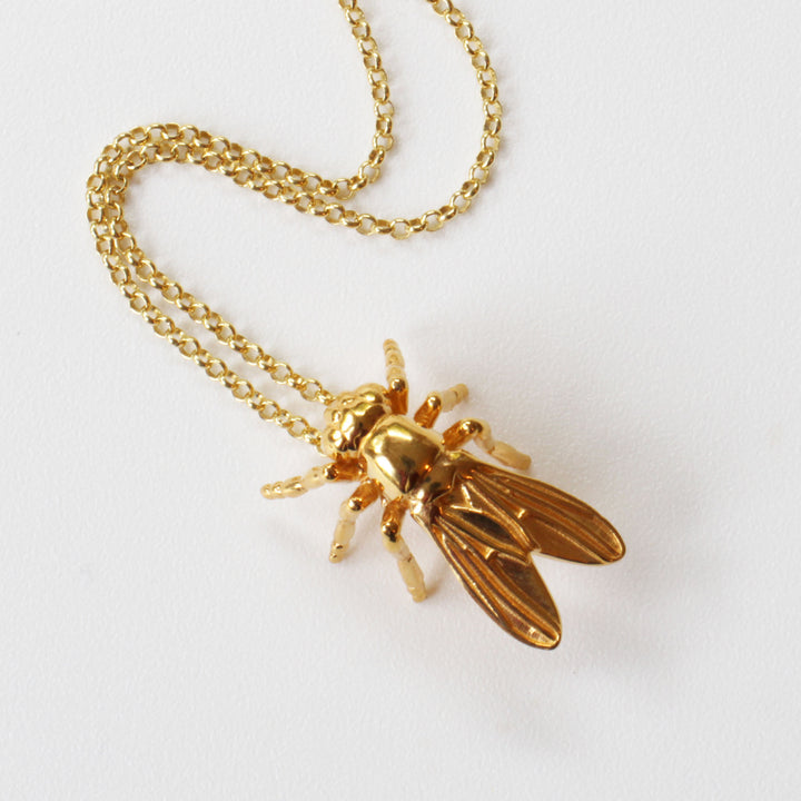 drosophila pendant in 14K gold plated brass by Ontogenie