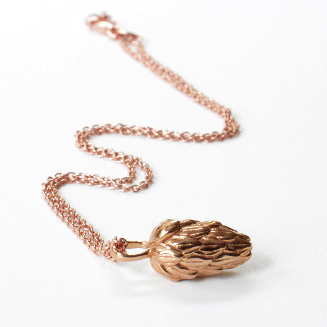 hops pendant in polished bronze by Ontogenie Science Jewelry