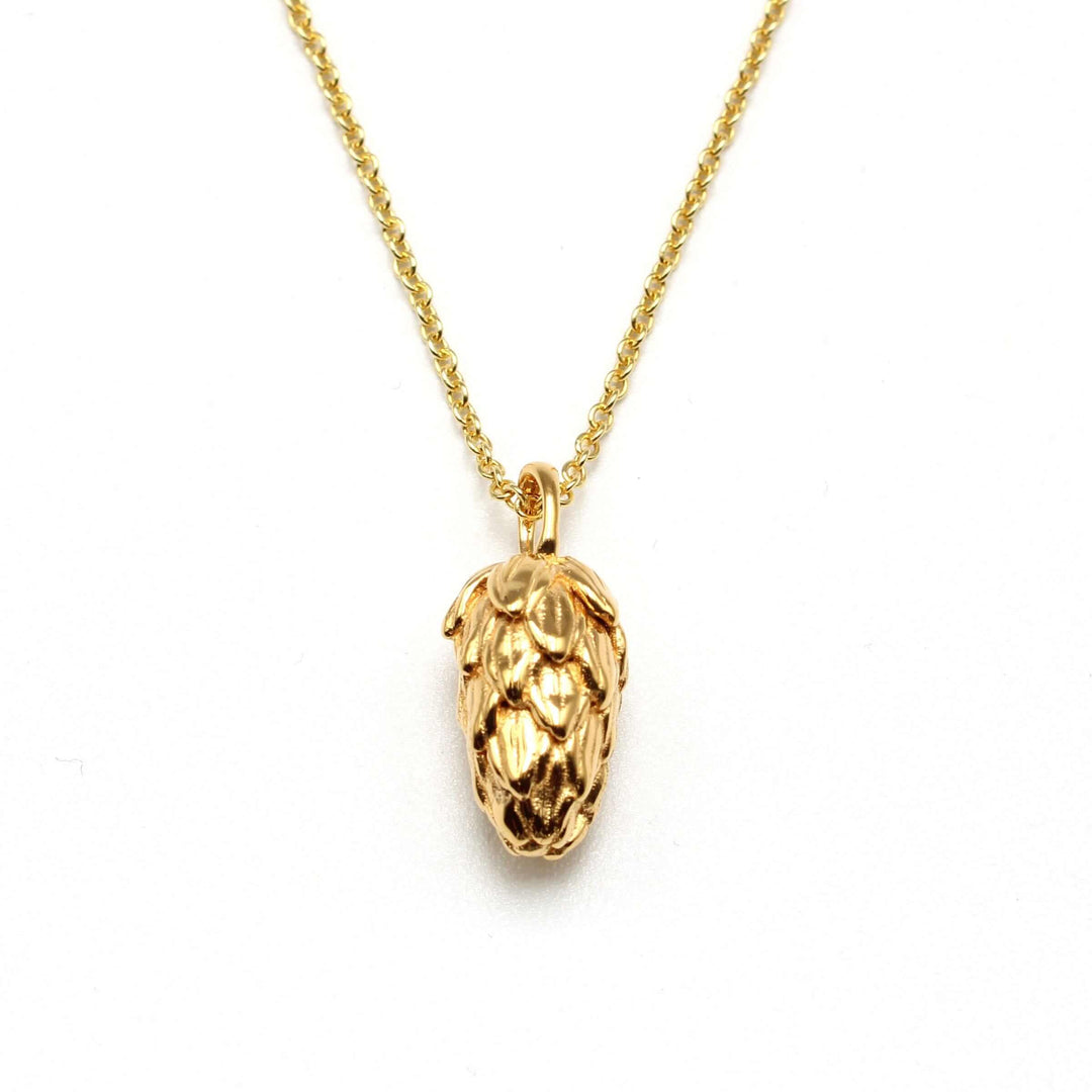 Hops Flower Necklace 14K gold plated brass Ontogenie Science Jewelry