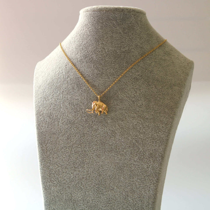 Woolly mammoth pendants in 14K gold plated brass Ontogenie Science Jewelry