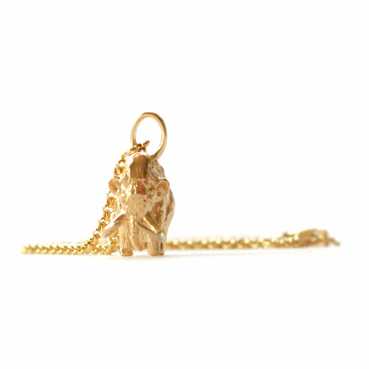 Woolly mammoth pendants in 14K gold plated brass Ontogenie Science Jewelry