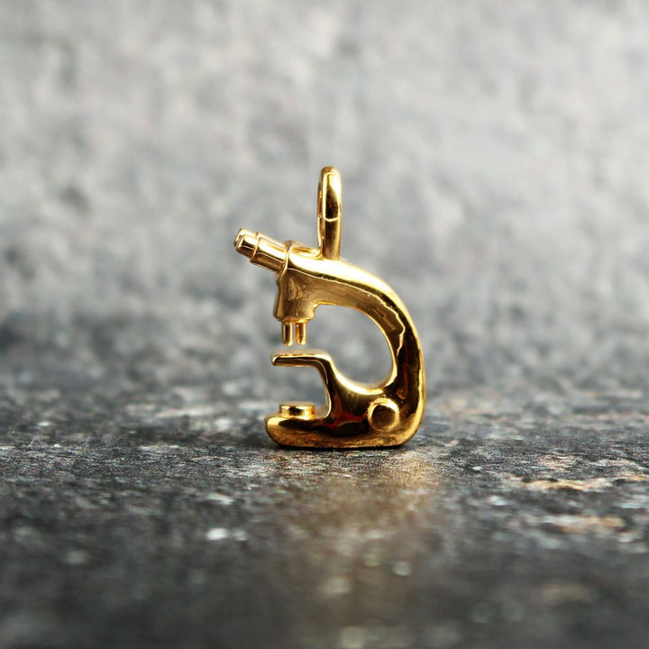 Microscope pendant 14K gold plated brass