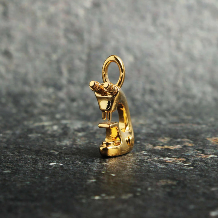 Microscope pendant 14K gold plated brass