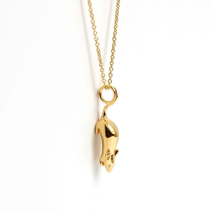 Mouse (Mus musculus) pendant in 14K gold plated brass