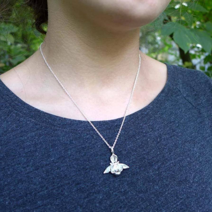 bee orchid pendant silver Ontogenie Science Jewelry