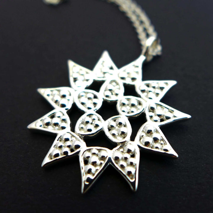 pediastrum pendant sterling silver colonial algae ontogenie science jewelry