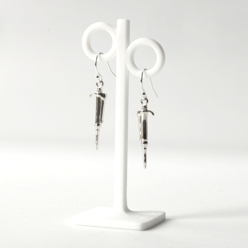 Pipette Earrings Science Jewelry in sterling silver by Ontogenie