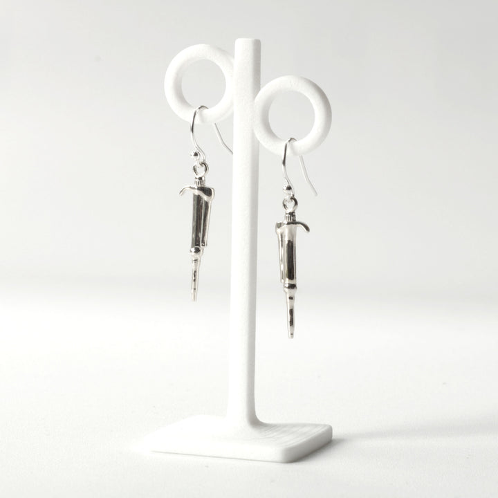 Pipette Earrings Science Jewelry in sterling silver by Ontogenie