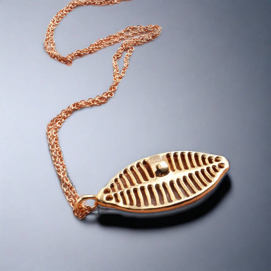 Diatom Planothidium pendant in polished solid bronze