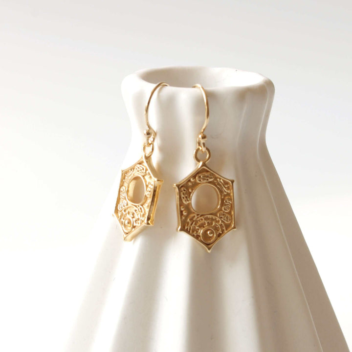 Plant Cell Earrings in 14K gold plated brass Ontogenie Science Jewelry