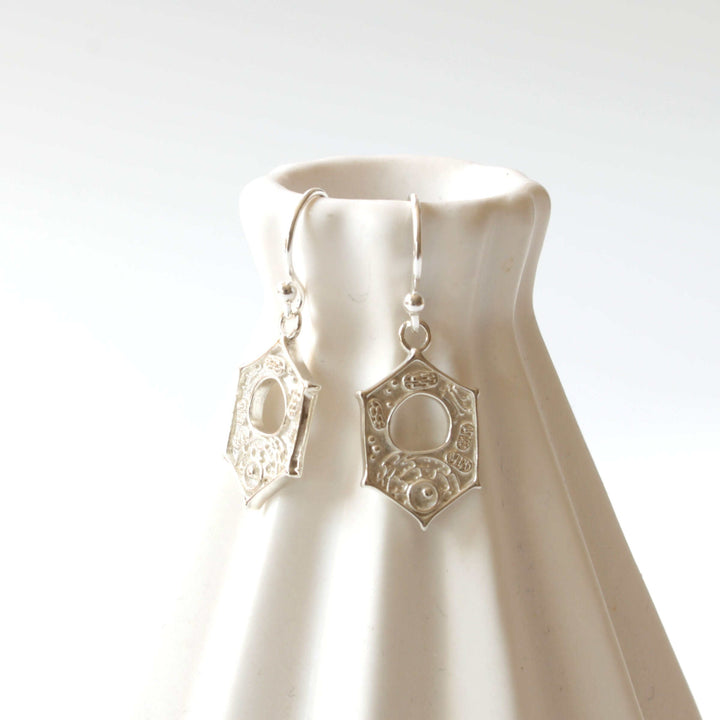 Plant Cell Earrings in polished silver Ontogenie Science Jewelry