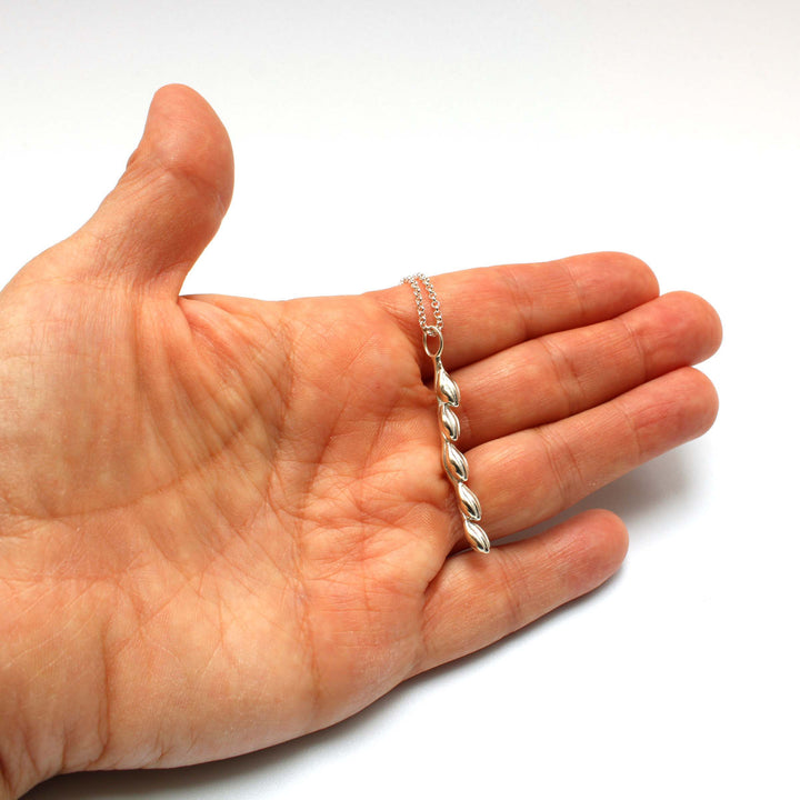 Rice panicle necklace in sterling silver, Ontogenie Science Jewelry