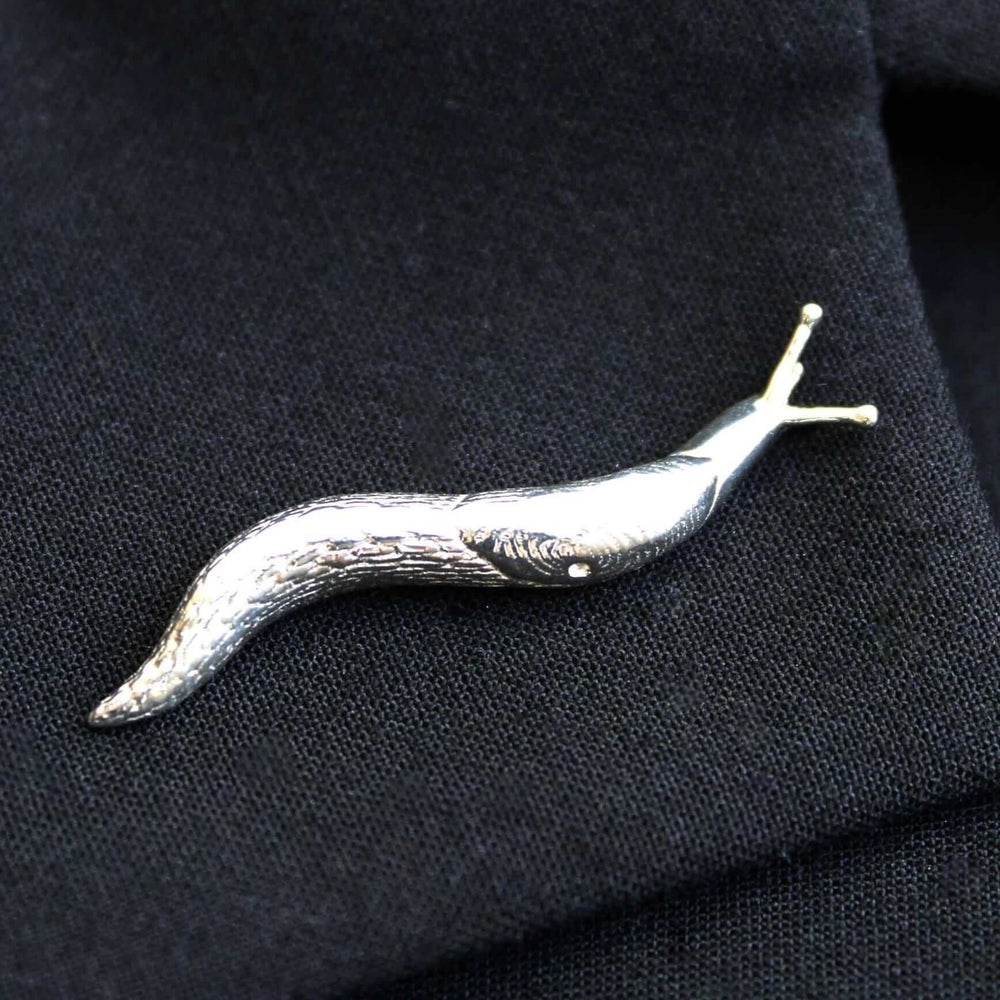 slug lapel pin sterling silver gift for biologist ontogenie science jewelry
