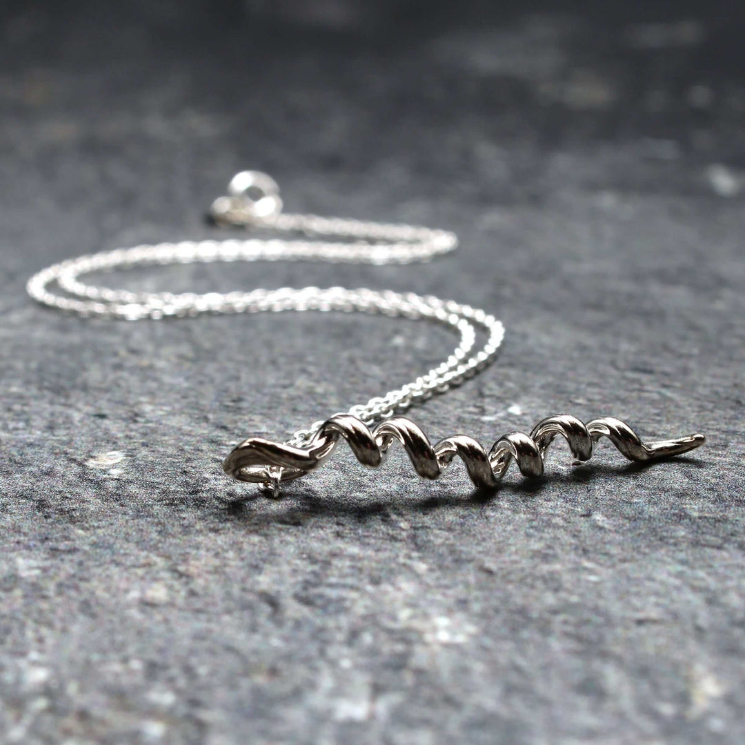 sterling silver spirochete bacterial pendant ontogenie science jewelry