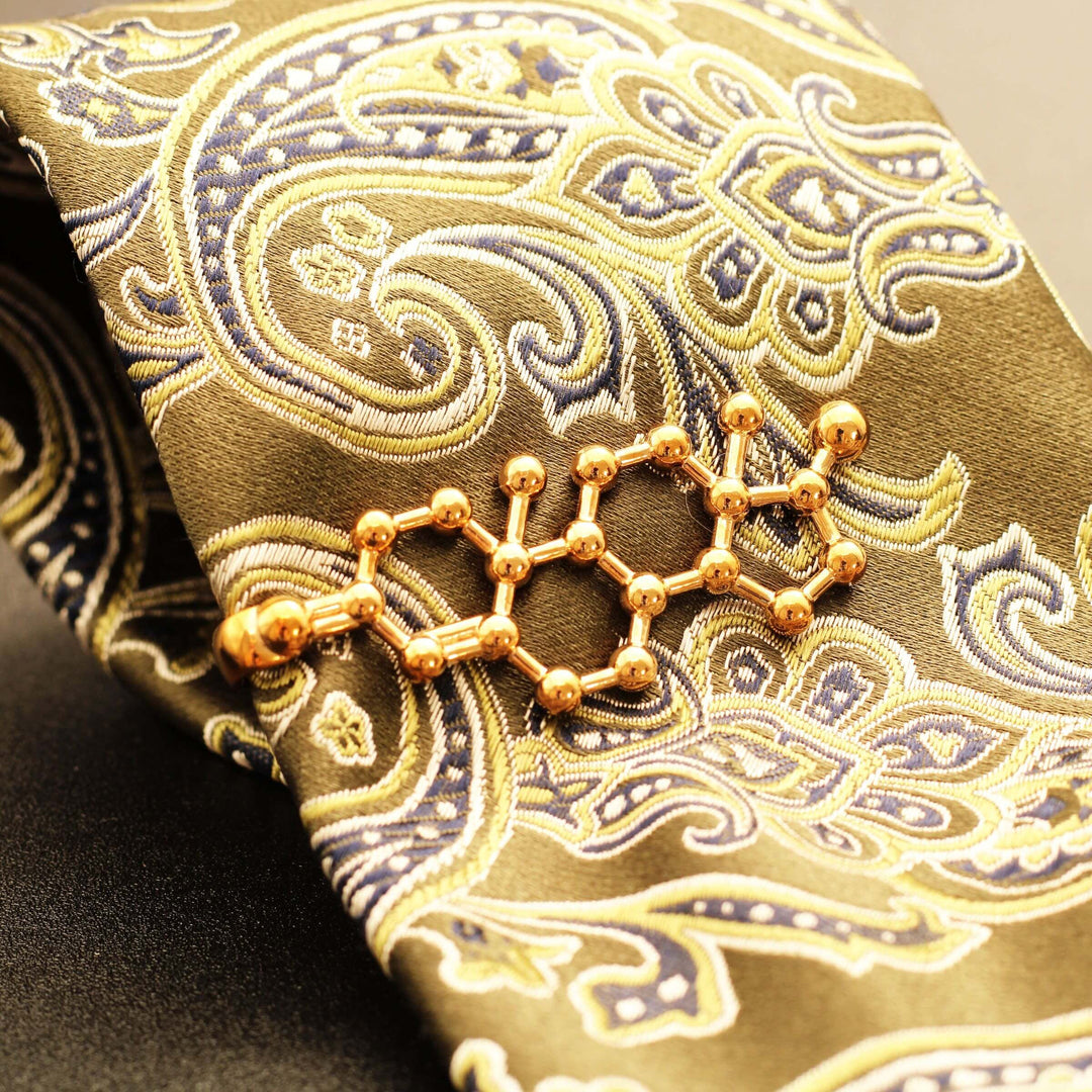 Testosterone chemical structure tie bar in bronze Ontogenie Science Jewelry