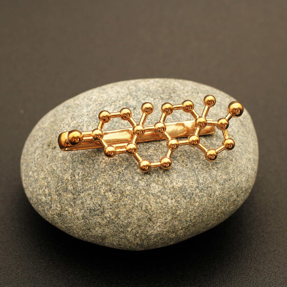 Testosterone chemical structure tie bar in bronze Ontogenie Science Jewelry