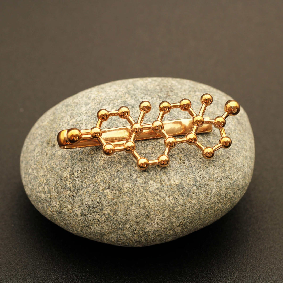 Testosterone chemical structure tie bar in bronze Ontogenie Science Jewelry