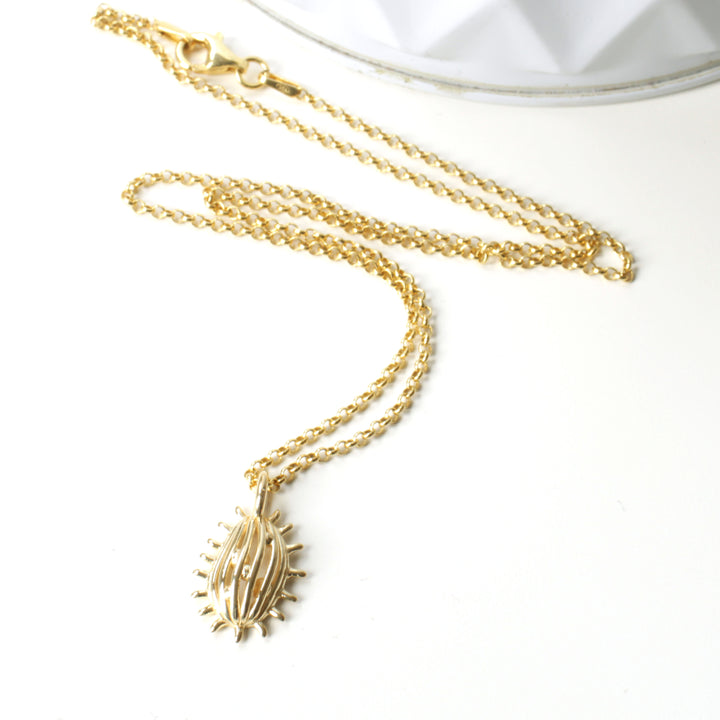 new tetrahymena pendant small gold plated brass by Ontogenie Science Jewelry