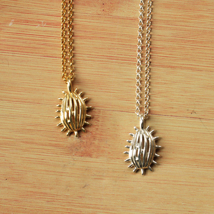 new tetrahymena pendant small gold plated brass and silver by Ontogenie Science Jewelry