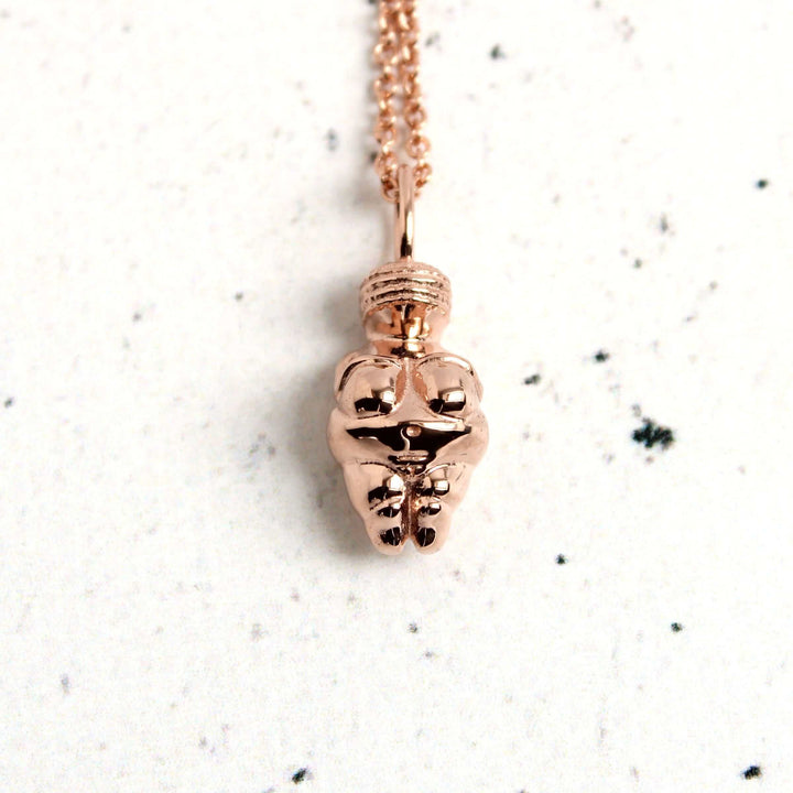 Venus of willendorf rose gold plated pendant Ontogenie