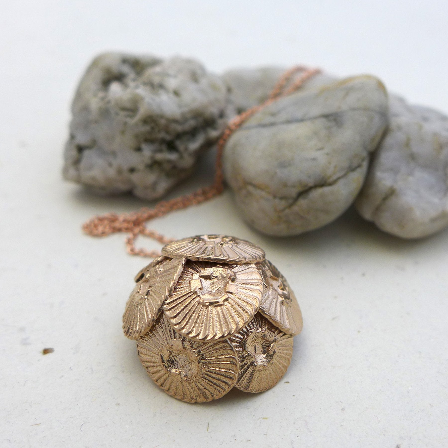 Bronze coccolithus pendant coccolithophore jewelry
