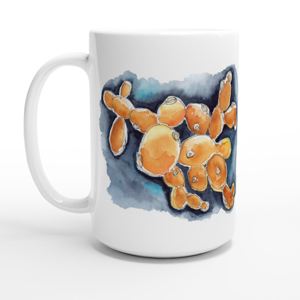 budding yeast watercolor design on tall mug by ontogenie