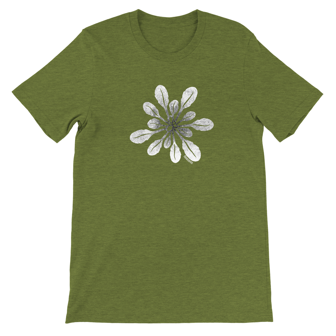 arabidopsis design on heather green t-shirt by ontogenie
