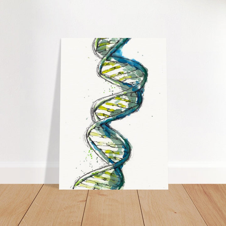 dna in green art print by ontogenie