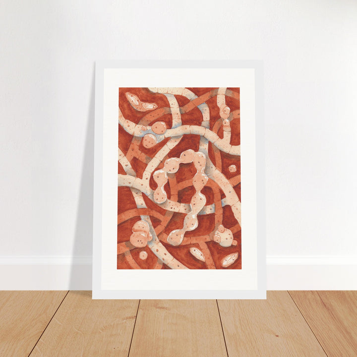 neurospora crassa filamentous fungus art print white frame