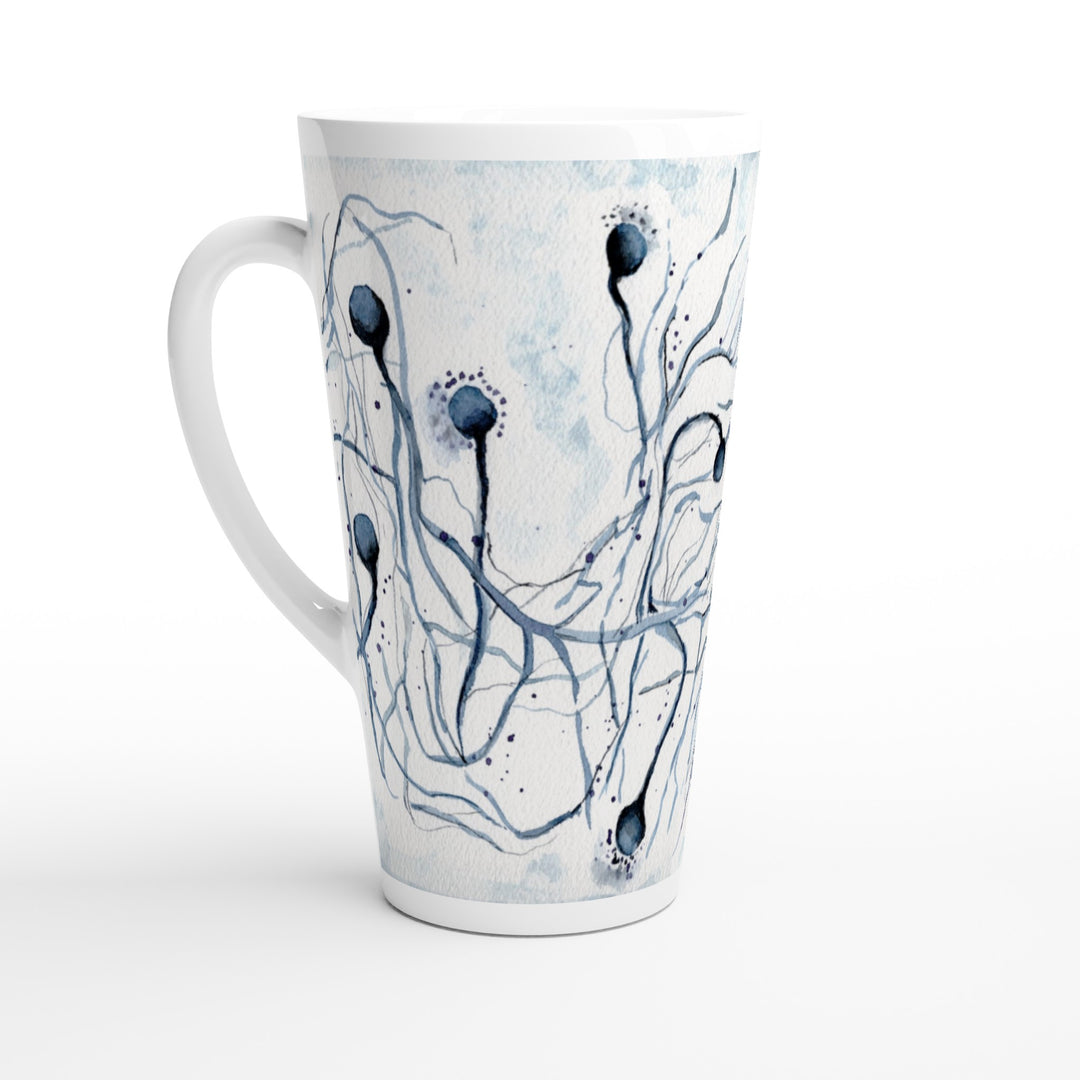 filamentous fungus watercolor painting on ceramic latte mug by ontogenie