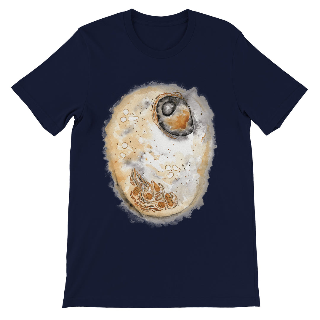animal cell watercolor painting print on navy blue t-shirt by ontogenie