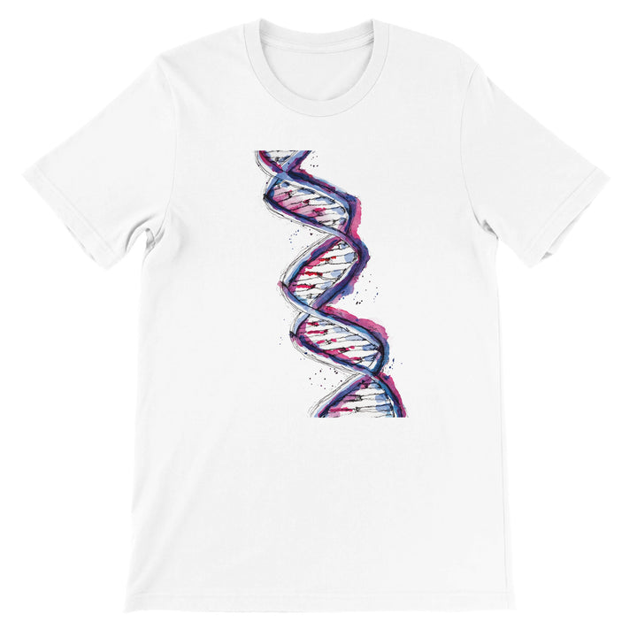 purple watercolor dna design on t shirt by ontogenie