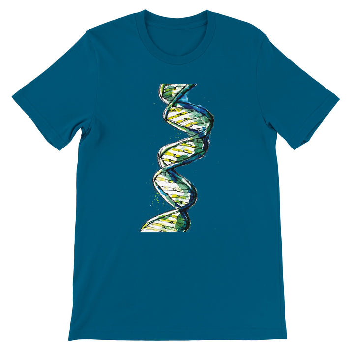 green watercolor dna design on tshirt by ontogenie